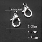 4 Sets Cat Bell for Dog Collar Charm Training Pet Pendant Accessories with 2 Pack Stainless Steel Dog Tag Clips(2 X-Small Pink)
