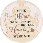 10 Inch Polyresin Memorial Garden Stone, Angel Wings Stepping Stones Outdoor, Memorial Gifts for Loss of Loved One, Décor for Homes, Lawn and Garden (Round Wings)