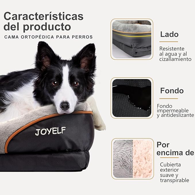 JOYELF Medium Memory Foam Dog Bed Orthopedic Dog Bed & Sofa with Removable Washable Cover and Squeaker Toy as Gift