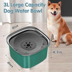 UPSKY 3L Dog Water Bowl 101oz Stainless Steel Dog Bowl No Spill Large Capacity Dog Food Water Bowl Slow Water Feeder, Spill Proof Pet Water Dispenser Vehicle Carried Travel Water Bowl for Dogs, Cats