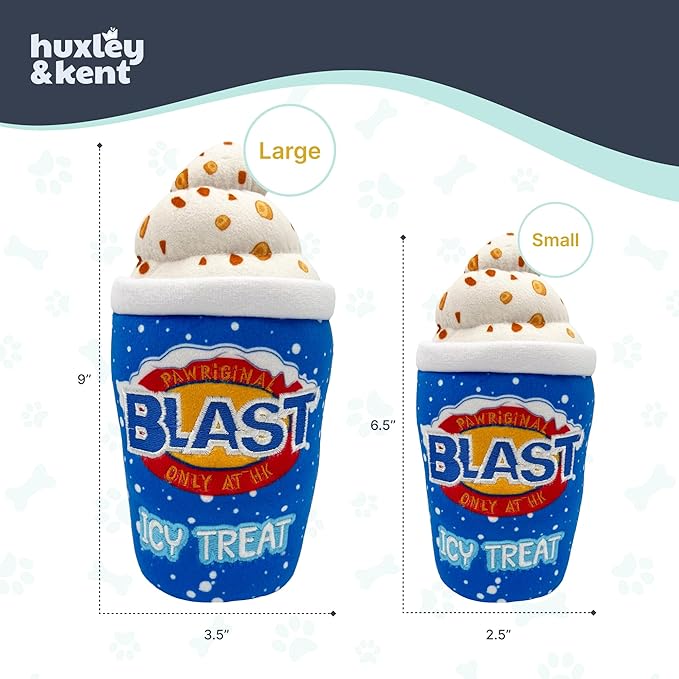 Huxley & Kent Funny Dog Toy w/Squeaker – Power Plush Squeaky Dog Toys for Small, Medium & Large Dogs – Soft Stuffed Animal for Indoor Play & Fetch - Arctic Blast Treat, Large