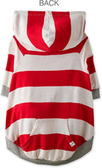 Rocky – The Orginal Lightweight Hooded TEE 100% Organic Cotton Dog Hoodie Pet Coat Sweater for Small, Medium, Large Dogs, Red Bold Stripe, X-Small