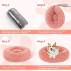 rabbitgoo Calming Dog Bed for Small Medium Dog, 30 inches Pet Bed Machine Washable, Non-Slip Round Fluffy Plush Faux Fur Large Cat Bed, Soft Donut Cuddler Cushion for Small Dog, Pink