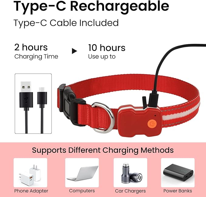 MASBRILL Light Up Dog Collar - RGB LED, Rechargeable, Water-Resistant Glow Up Night Walking Collar for Small to Large Dogs