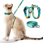 Cat Harness and Leash Set - Escape Proof Adjustable Cat Harness, Comfortable Soft Lightweight, Use Safe & Easy, Walking Travel Kitten Harness for Small Medium Large Cats (Green Cat Lady)