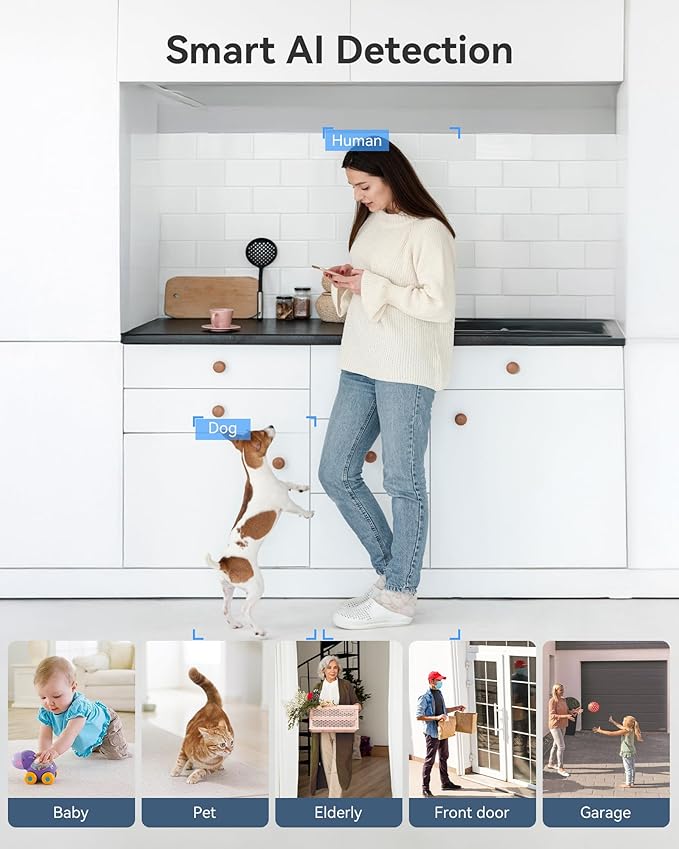 FOSCAM 3K 5MP Security Camera Indoor, 2.4g & 5g WiFi Magnetic Mini Dog/Cat/Pet/Baby Camera, Smart Motion Detection, 20X Zoom, 2-Way Audio, Night Vision, Home Monitor Compatible with Alexa & Google