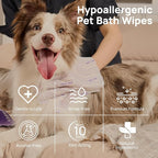 HICC PET Dog Bath Wipes Cleaning Deodorizing, Remove Dirt, Nourish Fur and Eliminate Odors, No Rinse Pet Grooming Glove Wipes for Dogs & Cats, Cleaning Wipes for Daily Care & Traveling
