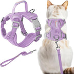 Cat Harness and Leash Set Escape Proof for Kitten Walking, Soft Adjustable Top Handle Vest Harnesses for Cats, Easy Control Breathable Reflective Small Medium Large, Violet Purple, XXS