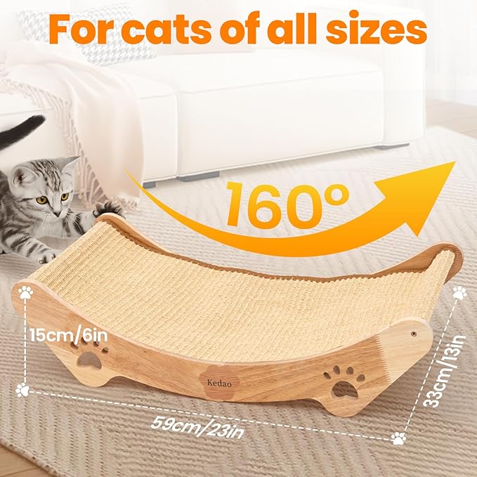 KEDAO Sisal Cat Scratcher Bed Scratching Posts for Indoor Cats Hammock Adults Kitty Curls Cat Scratcher Wooden Cats Furniture Scratching Pad