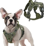 rabbitgoo Tactical Dog Harness for Small Dogs, No Pull Military Service Vest with Handle & Molle, Easy Control for Training Walking, Adjustable Reflective Straps, Green camo, S