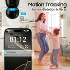 2K Security Camera Indoor, 2.4G & 5G WiFi Pet Camera for Home Security, Pet/Dog/Elder/Baby Camera with Phone App, Night Vision, Cloud/SD Card Storage, 2-Way Audio, Motion Detection, Black