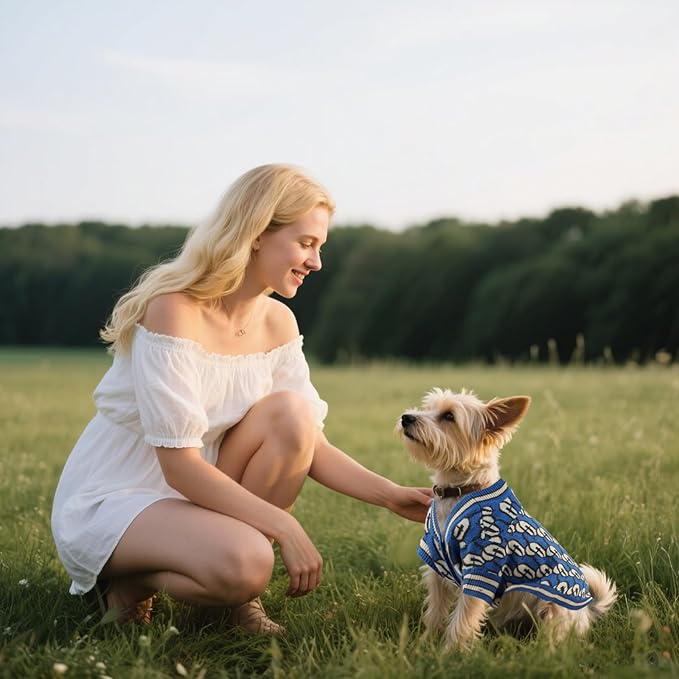 Pet Sweaters for Dogs Boys and Girls, Dynamic Letter Patterned Dog Sweater,Dog Cardigan,Pet Clothes,Pet Knitted Clothing,Fit for Different Seasons and Kinds of Dogs (Blue 2XL)