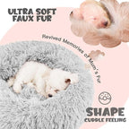 Himax Dog Beds for Small Dogs, Donut Dogs Bed with Blanket Attached, Calming Dog Bed Washable (20"/26"/35") Light Grey for Puppy