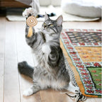 15.8inch 3Pack Interactive Cat Wand Toy for Indoor Cats Teases for Bored Indoor Adult Cats to Chase and Exercise Solid Wood Bell Ball