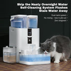 Automatic Cat Water Fountain 10L/338oz Self Filling and Cleaning, Pet Water Dispenser with Filter System for Dogs, 5G Wi-Fi Smart Bowl Wastewater Separation & No Slimy with Quiet Pumps
