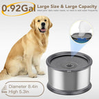 3.5L/118oz Dog Water Bowl, No Spill Stainless Steel Slow Water Bowl for Medium Large Dogs, Large Capacity Splash Proof Dog Slow Water Feeder with Anti-Slip Mat for Mess Drinkers