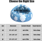 HYQ Cat Beds for Indoor Cats, Small Dog Bed with Cover Cave, Cozy Cat Cave Bed, Round Puppy Bed with Hooded Cover, Dog Beds for Small Dogs with Anti-Slip Bottom(Blue, 24×24 Inch)