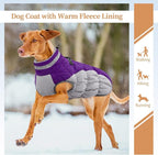 Dog Coats for Large Dogs,XL Dog Coat,Warm Fleece Winter Coat with D-Ring,Back Zipper Pet Jacket for Large Dogs,Waterproof Pet Snow Jacket Clothes Snowsuit Beagle Corgi Border Collie,Purple,XL