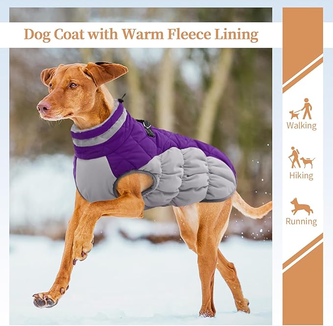 Dog Winter Jacket Cozy Reflective Waterproof Windproof Warm Pet Garment,Comfortable Cold Weather Fleece Apparel Outfits with Zipper Closure for Small Medium Large Dogs Puppy Walking,X-Small