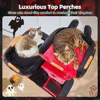 Taoqimiao Gothic Cat Tree 57.5-Inch, Cat Tower for Indoor Cats Large Adult, Extra Large Cat Condo, 8 Sisal Scratching Posts, Metal Frame Cozy Hammock, Durable Scratch Board, 2 Top Perches, MS026BR