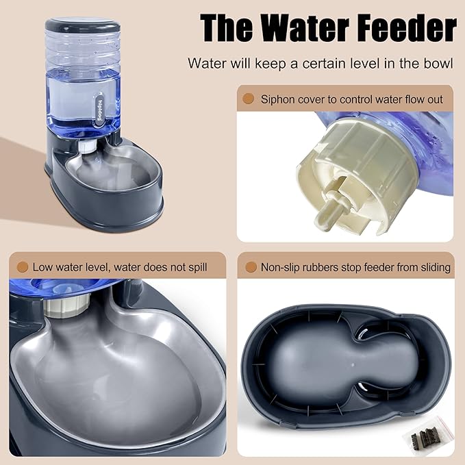 Stainless Steel Automatic Pet Feeder for Small&Medium Pets Automatic Food Feeder and Waterer Stainless Steel Bowls Set 3.8 L, Travel Supply Feeder and Water Dispenser for Dogs Cats Pets Animals