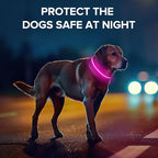 Light Up Dog Collar, Adjustable USB Rechargeable Glow in Dark Dog Collar ，Waterproof Dog Collars for Large Dogs (Pink, Large)