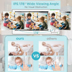 Blemil Baby Monitor with 2 Cameras and Audio, 4.3'' IPS Split-Screen Monitor with 29-Hour Battery, 1000ft Range Pan-Tilt-Zoom Video Baby Monitor No WiFi, 2X Zoom