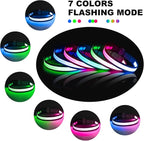 Multi-Color Light up Dog Collar, YFbrite USB Rechargeable LED Puppy Collar Super Bright Adjustable Glowing Dog Lights for Night Walking (Multi-Color, Medium)