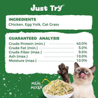 Just Try 8 oz Cat Grass Treats Freeze Dried Cat Food Toppers Mixers Hairball Control Low Calorie Real Chicken Egg Yolk Dental Care Healthy Cat Snacks Treats for Indoor Cats