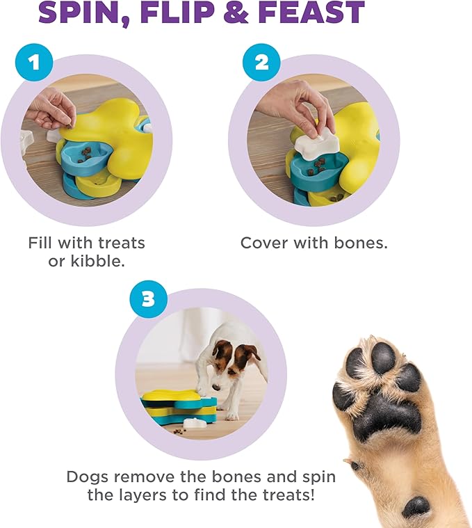 Outward Hound by Nina Ottosson Dog Tornado Treat Puzzle Dog Toy, Level 2 Intermediate, Blue