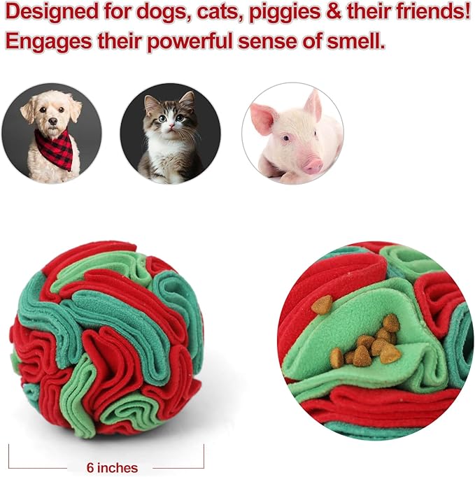Snuffle Ball for Dogs - Interactive Dog Toys to Keep Them Busy, Dog Puzzle Toy with Soft Fabric for Small, Medium, Large Dogs Daily Companionship, Training Reward Gift