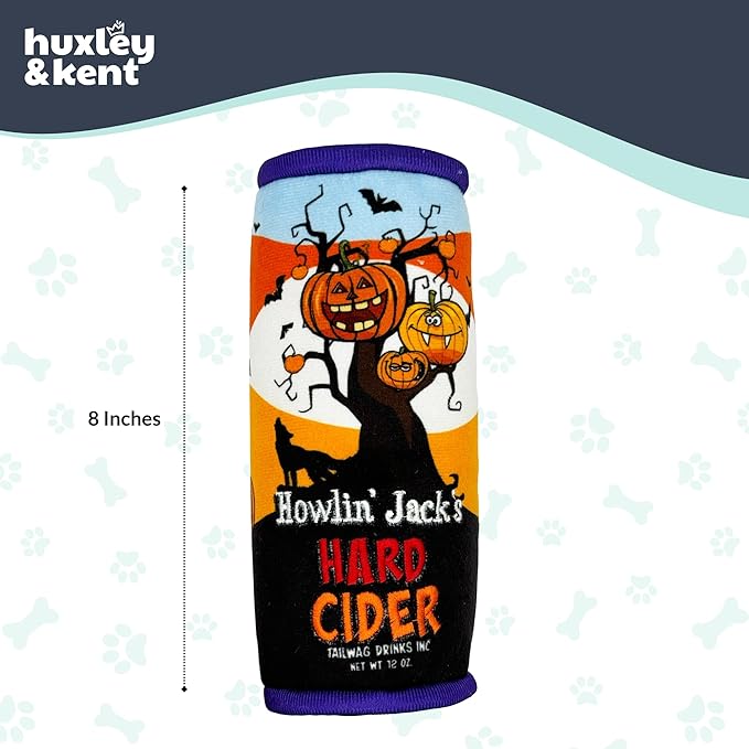 Huxley & Kent Halloween Funny Dog Toy w/Squeaker – Power Plush Squeaky Dog Toys for Small, Medium & Large Dogs – Soft Stuffed Animal for Indoor Play & Fetch - Howlin' Jacks Hard Cider, One Size