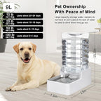 Automatic Dog Water Dispenser: White 9L Stainless Steel Gravity Feeder - BPA-Free Large Capacity for Pets