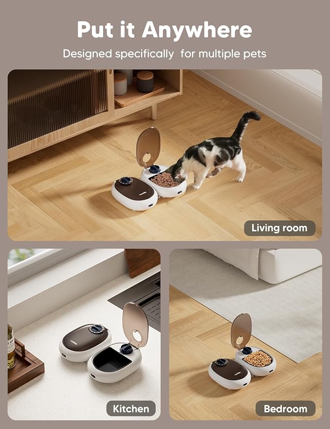 WOPET Automatic Cat Feeder, 48-Hour Programmable Pet Food Dispenser, Built-in Ice Gel Packs for Freshness – Ideal for Wet Food, Yogurt & Canned Meals – Perfect for Cats, Kittens & Small Dogs