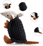 Hollypet Plush Dog Squeaky Toy Stuffed Armadillo Animal Pet Puppy Chew Toys with Clean Teeth for Small Medium Large All Breed Sizes Dogs, Black, 8 in