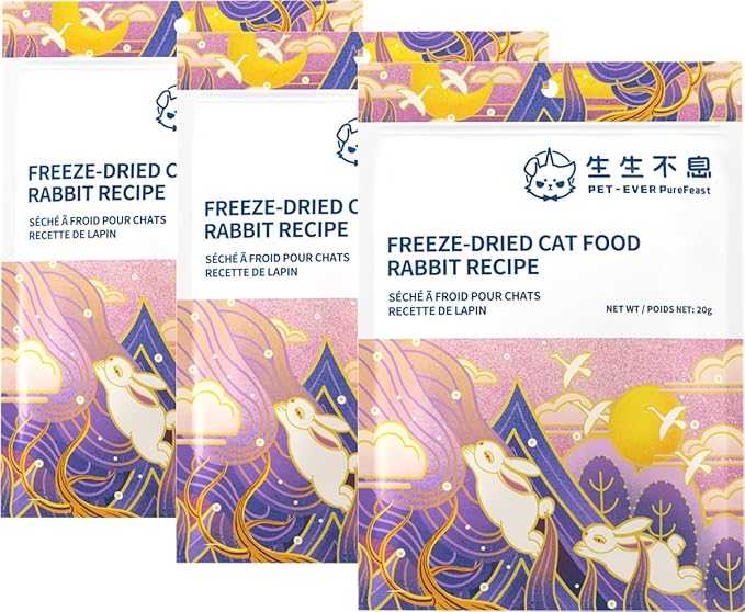 Freeze-Dried Cat Food, 97% Animal Origin Soft Dry Food for Cats Kitten, High Protein Healthy Freeze Dried Cats Raw Treat & Topper (Rabbit Recipe - 2.1 Ounce)