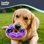 Huxley & Kent Halloween Funny Dog Toy w/Squeaker – Power Plush Squeaky Dog Toys for Small, Medium & Large Dogs – Soft Stuffed Animal for Indoor Play & Fetch - Spiderweb Donut, One Size