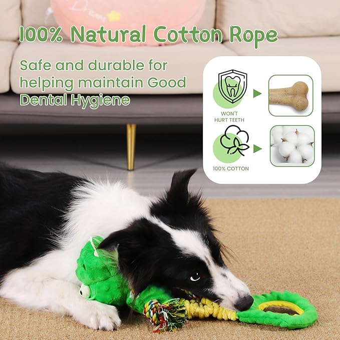 Squeaky Dog Toys for Large Dogs, Interactive Dog Toys to Keep Them Busy, Puppy Chew Toys for Teething, Dog Tug of War Toys, Puppy Teething Toys