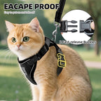 PUPTECK Cat Harness and Leash Set Escape Proof Reflective Cat Walking Harness Adjustable Soft Breathable Mesh Vest for Small Pets, Black, L
