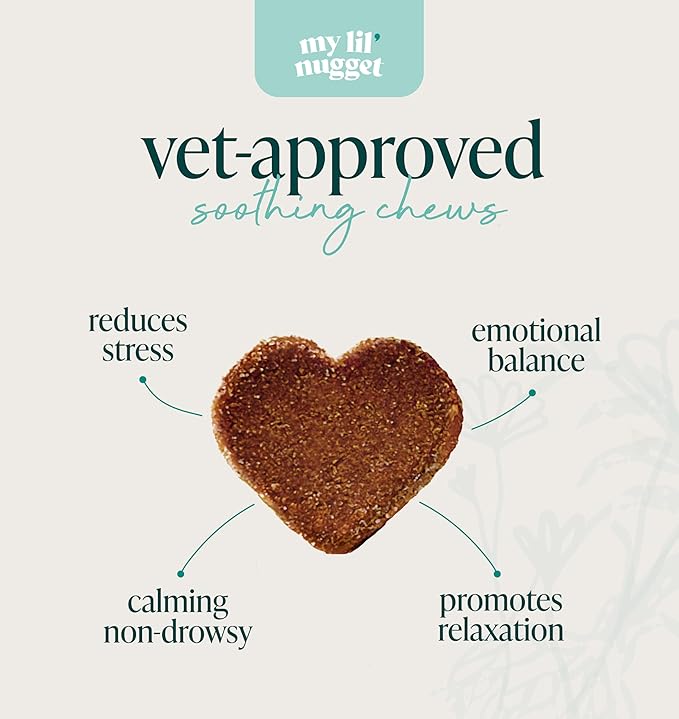 My Lil’ Nugget – Calming Chews for Dogs | Helps Maintain Calm Behavior for Noise, Travel & Routine Changes | Hemp Seed, Chamomile & Melatonin | Beef‑Flavored Soft Chews, 90 Count