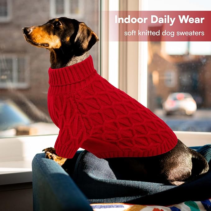 Queenmore Dog Sweaters for Large Dogs Girls Boys,Warm Pullover Extra Large Dog Sweater,Dogs Christmas Sweaters,Classic Turtleneck Thick Clothes for Extra Large Pets, Pitbull, Boxer(Red,XL)