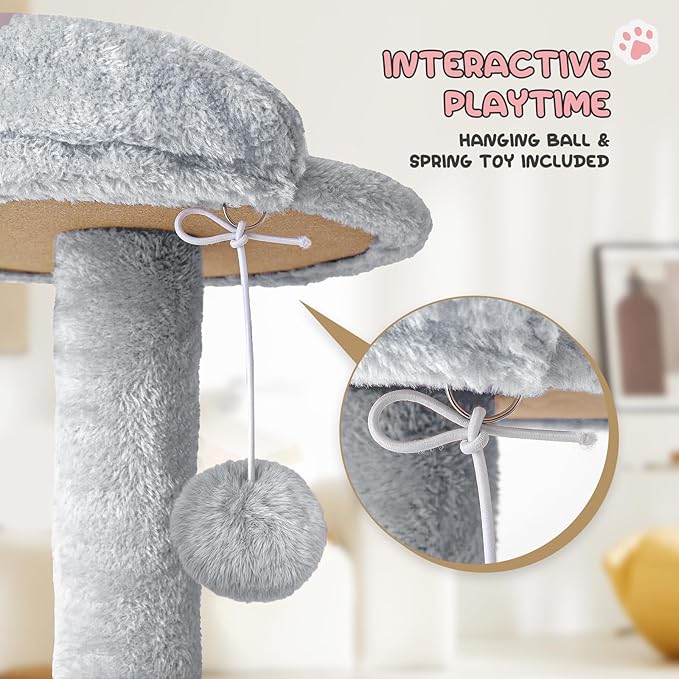 MoNiBloom 54 Inch Cat Tree Tower for Indoor Cats Large Adults, Cat Tower with Scratching Post, Multi-Level Furniture Activity Center with Cat Condo Pet Play House, Light Grey