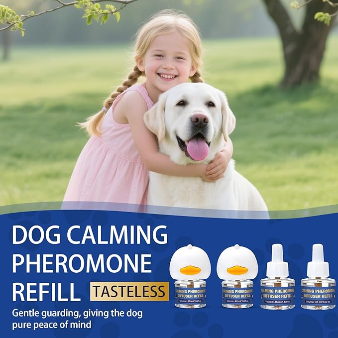 Dog Pheromone Calming Diffuser: Relaxing Pheromone for Dogs Relief Stress Anxiety Fighting Scratching Barking, Dog Calming Pheromone Diffuser Kit with 2 Plug in Diffuser+4 Refill 48ml (6in1)