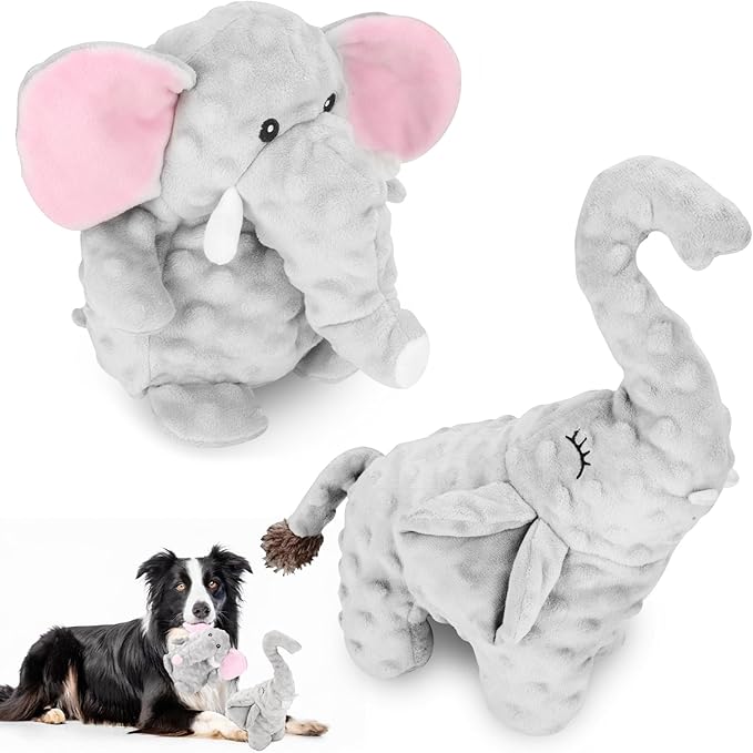 Dog Toys to Keep Them Busy Dog Toys for Small Medium Large Dogs Plush Animal Interactive Puppy Toys Cute Squeaky Elephant Dog Toy with Crinkle Paper