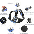 HEELE Dog Harness Dog Harness Large Dog with Soft Padded Handle Reflective No Pull Dog Harness for Large Dog for Outdoor Training Walking, Blue, L