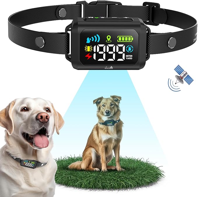 My Pet Command GPS Dog Collar Fence System New Generation Wireless Perimeter Fence for Dogs Containment System Boundary Easy Setup Outdoor Fence Waterproof Rechargeable with Training Whistle