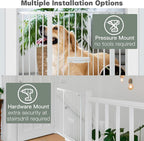 37 Inch Tall Baby Gate with Small Cat Door, Adjustable 29.55" and 46.06", Auto Close Safety Child Gate for Stairs, Doorway, House, Pressure Mounted