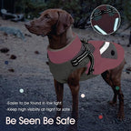 IECOii Dog Coat for Large Dogs Waterproof Dog Winter Jacket with Harness Built in, Pink - XXLarge, Thermal Warm Fleece Lined, Reflective Dogs Jackets for Cold Weather Camping, Hiking, Pitbull