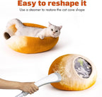 Cat Cave Bed -Handmade Wool Cat Bed Cave, Cat Bed Cat House, Felt Cat Caves for Indoor Cats and Kittens(Yellow/White)