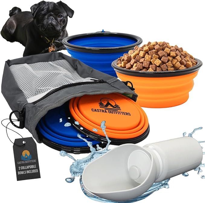 Travel Bag for Dogs and Cats - Dog Bag for Traveling Essentials & Travel Set - Pet Travel Bag with Dog Bowls and Water Bottle - Walking and Travel Accessories